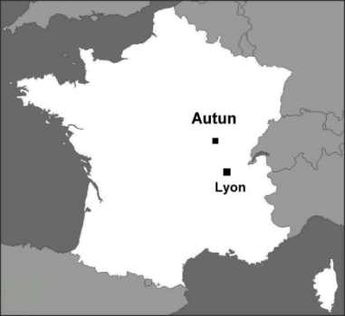 Autun in the map of France