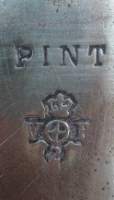 English Victorian pint tankard: Imperial capacity mark PINT until 1879