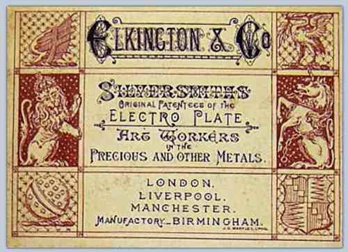 1876 trade card of Elkington & Co