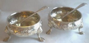 Cauldron salts with rococo design: London 1738 and 1746