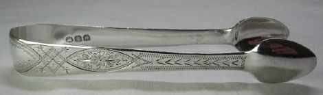 silver sugar tongs: William Seaman - 1818/19