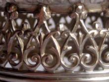 French silver mustard pot: detail