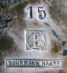 B.Bohrmann company non-silvered HOLLOW WARE, mark c.1881