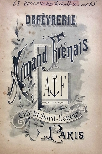 The title page of an ARMAND FRENAIS catalogue, issued in 1890