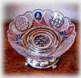 glass bowl with silver frame