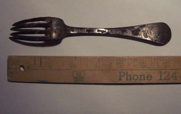 silver fork recovered from a French shipwreck