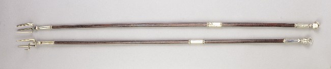 Two Charles II silver-mounted toasting forks, ca. 1670