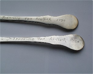 handles of cutlery 
belonged to 
Sister Francisca Heuvick
died March 14th 1842