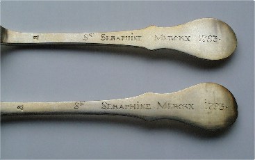 handles of cutlery 
belonged to 
Sister Sraphine Merckx 