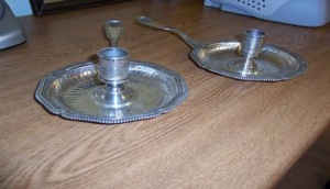 silver candle holders