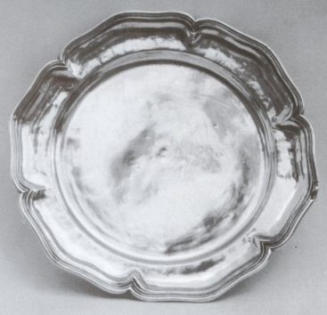 silver dish
assayer mark
MG and two stars