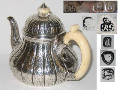 silver teapot: hallmarks