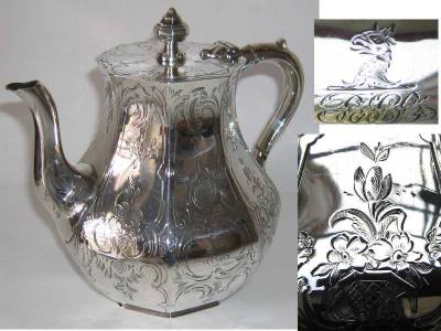 silver teapot: London 1847