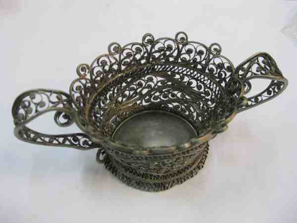 silver basket with Russian import mark