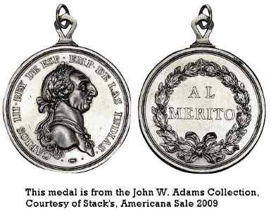 Al Merito large medal struck between April 1778 and March 16, 1783 in the John W. Adams Collection
